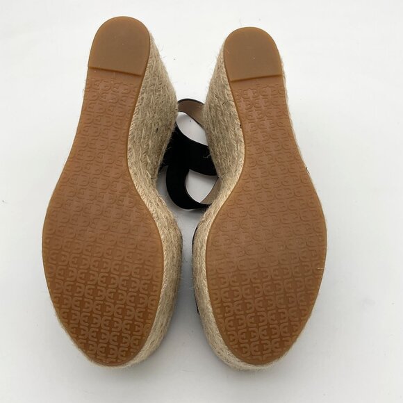 Sam Edelman Maura Espadrille Black Wedge Sandals Jute Trim Suede Upper 8M - Picture 8 of 10